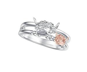 Bagues Mère pour Femmes,Argent Artisanat Fabrication de Fête des Mères - Bagues Drôles de Bœuf Destinées à La Fille - Pour Fille Femme Sœur Vacances Fête Célébration Occasions Spéciales
