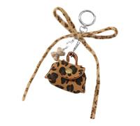 Bagues ornées d'étoiles détachables avec imprimé léopard et mousqueton polyvalent, porte-clés décoratif léger avec nœud papillon, Petit nœud marron pour sac, Taille unique