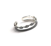 Bagues ouvertes ajustables en argent sterling 925, style vintage, faites main, pour femmes