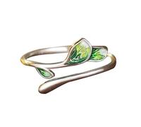 Bagues ouvertes ajustables en argent sterling S925, motif feuille verte, pour femmes