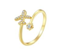 Bagues Ouvertes En Argent Sterling 925 Pour Femme, Motif Avion Volant, Ajustables, En Zircone Cubique Transparent, Bijoux Fins