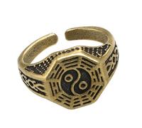 Bagues ouvertes en laiton fabriquées à la main avec symbole taoïste traditionnel chinois unique Taoïste et Bagua Anneaux réglables en laiton
