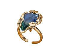 Bagues ouvertes réglables avec zircone bleu vert dégradé flamme larme bijoux légers pour femmes réglable goutte de flamme, taille unique, Comme décrit, Comme décrit.