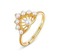 Bagues ouvertes réglables en argent sterling 925, magnifiques et classiques, en forme de couronne, avec perles de coquillage, pour filles et femmes