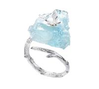 Bagues papillon aigue-marine uniques, pierres précieuses réglables, bijoux en pierre naturelle, accessoire de doigt pour un usage quotidien, papillon aigue-marine