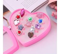 Bagues Pour Enfants, 12 Pièces, Bijoux De Maquillage Pour Petite Fille, Ajustables, En Boîte, Pour Faire Semblant De Jouer Et Pour S'Habiller, Forme Aléatoire