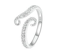Bagues pour Femme, Argent 925 Anneau Ouvert en Forme Tentacule du Pieuvre Animal Ajustable Ring Masculine et Féminine de Personnalité Serpent Bijoux Élégant Cadeau