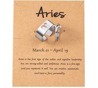 Bagues pour Femmes Bague Constellation du zodiaque en acier inoxydable pour Couple femmes hommes bague de déclaration ouverte amitié BBF anniversaire bijoux cadeau 2 pièces ensemble (B, One Size)
