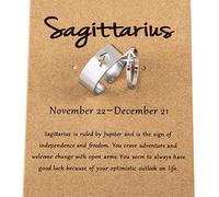Bagues pour Femmes Bague Constellation du zodiaque en acier inoxydable pour Couple femmes hommes bague de déclaration ouverte amitié BBF anniversaire bijoux cadeau 2 pièces ensemble (I, One Size)
