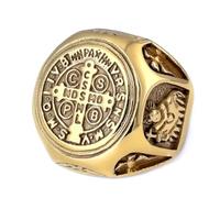 bagues pour hommes, Amulette catholique de protection contre les démons, bijou religieux gothique médiéval(Gold,Y)