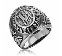 bagues pour hommes, Bijou commémoratif au design rétro militaire orné d'une silhouette de soldat, cadeau d'honneur for les vétérans(U)