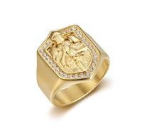 bagues pour hommes, Bijoux médiévaux en or et argent, représentant l'esprit de chevalerie des chevaliers la Table Ronde protection(Gold,U)