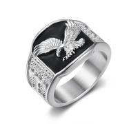 bagues pour hommes, Bijoux patriotiques américains for motards/western, cadeau for vétéran/papa, symbole de liberté(Silver,Y)