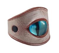 Bagues réglables en cuir bleu avec breloque mauvais œil - Accessoire fait à la main - Bijoux tendance pour personnes élégantes