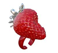Bagues réglables en forme de fraise en résine robuste - Cadeau spécial pour femmes et filles tendance
