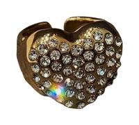 Bagues rétro en forme de cœur en métal, bijoux empilables, ouverture unique, texture métallique, parfaite pour superposer ou porter un seul cœur avec revêtement vintage