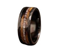 Bagues robustes avec incrustation en bois de whisky, accessoire géométrique élégant, parfait pour les fêtes et la photographie de mode, élégant