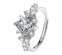 Bagues Ronds Bagues Opening Hand Jewelry Japanese Style Ring Couple Ring Anneaux Boîte Bijoux (Silver, One Size)