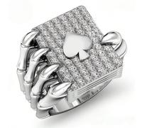 Bagues style punk rock pour hommes avec motifs de crâne, griffe et cartes à jouer, plaquées platine avec zirconium cubique 9,11,8,10,12Cuivre