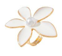 Bagues tendance exagérées avec fleurs, étoiles de mer et perles, bijoux de mariage, faits à la main, bijoux pour fêtes, cadeaux d'anniversaire, taille unique, Comme décrit, Comme décrit.