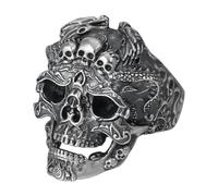 Bagues tête de mort pour hommes | Bagues tête de mort gothique pour hommes - Bijoux squelette rétro, anneaux de squelette de faucheuse pour les garçons, anneaux ouverts de tête de mort gothique pour l
