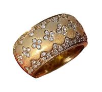 Bagues trèfles à quatre feuilles en laiton plaqué avec pierres, bijoux de soirée élégants, pour lui, orné de Zircon, couleur or