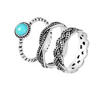 Bagues Turquoise pour Femme avec Trois Anneaux Pièce Élégante et Raffinée pour un Style Distinctif Quotidien