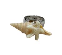 Bagues uniques faites à la main en forme de conque et d ' étoiles de mer, bijoux de taille réglable, accessoire de doigt pour les amoureux de la plage, cerceau sur le thème de fait à la main