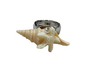 Bagues uniques faites à la main en forme de conque et d ' étoiles de mer, bijoux de taille réglable, accessoire de doigt pour les amoureux de la plage, cerceau sur le thème de fait à la main