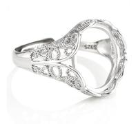 Bagues vierges pour la fabrication de bijoux, bagues vierges en argent sterling 925 avec base ovale vide de 13 x 18 mm, réglage DIY pour cabochons pierres précieuses - Fournitures artisanales, p