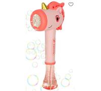 Baguette à Bulles Licorne Magique, Design Mignon en Rose et Violet, Jouet Lumineux pour Enfants, Machine à Bulles de Savon Automatique