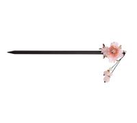 Baguette à Cheveux Rétro Fleur de Pêcher en Bois Cristal, Style Vintage | Finitions Cuivre et Résine, Détails Délicats Pampilles, pour Chignon Épais, Cosplay et Cheongsam