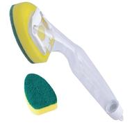 Baguette à Vaisselle Rechargeable avec Distributeur de Savon, Ensemble de 2 têtes Brosse Rechange, éponge antidérapante pour baignoires, Cuisine et sols