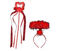 Baguette + bandeau d'ange pour filles avec ruban en forme de cœur de dessin animé et guirlande de ruban pour Halloween, bandeau pour filles, bandeau à plumes en fourrure pour femme