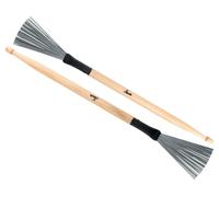 Baguette Batterie Paire de Balais a Percussion Brosses en Acier et Bâtons Bois