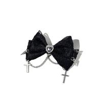 Baguette cheveux 24pc Gothic Heart-Shaped Cross Lace Embroidered Bow Hair Clips For Women Fashionable Side Grips Bulk Pack Accessories pour Femmes(Color3)