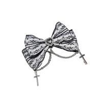 Baguette cheveux 24pc Gothic Heart-Shaped Cross Lace Embroidered Bow Hair Clips For Women Fashionable Side Grips Bulk Pack Accessories pour Femmes(Color16)