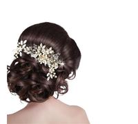 Baguette Cheveux 5PCS Flower Hairpin Bridal Wedding Handmade Pearl Crystal Hair Comb Side Rhinestone Combination Headdresses(Silver)