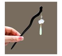 Baguette Cheveux Lot de 2 fourchettes à cheveux rétro en bois/acétate, épingles à cheveux à fleurs, pendentifs, bijoux for chignon floral(Color 3)