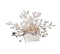 Baguette Cheveux Wedding Hair Comb Leaf Flower Bridal Headpiece Gold Pearl Rhinestone Head Jewelry Accessories(Red)