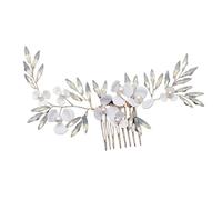 Baguette Cheveux Wedding Hair Comb Leaf Flower Bridal Headpiece Gold Pearl Rhinestone Head Jewelry Accessories(Gold)