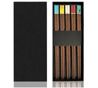 Baguette Chinoise 5 Paires, Baguettes en Bois avec Coffret Cadeau | Baguette Japonaise Bois D’ailes de Coq, Réutilisables sans Revêtement pour Usage Familial, Restaurant ou Comme Cadeau