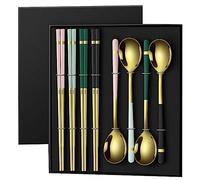 baguette chinoise baguettes japonaises Baguettes Inox Modèle Maison 4 Cuillères 4 Tablettes de Baguettes Coffret Cadeau