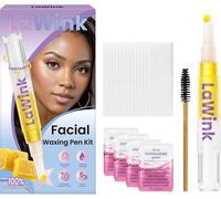 Baguette de cire naturelle pour sourcils, kit d'épilation à la cire pour sourcils, stylo d'épilation à la cire au sucre, 20 bandes de coton + 4 lingettes pour enlever les poils indésirables sur