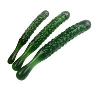 Baguette de massage en forme de fruit et de légume en verre vert de 3 tailles, conception de concombre, masseur portatif, relaxation musculaire complète du corps, unisexe, portable(3 size/1 set)