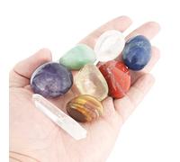 Baguette de Quartz Clair et Pierres de 7 Chakras Naturelles de guérison, jaspe rouge, œil de tigre, cristal de citrine, aventurine verte, sodalite, améthyste, quartz clair, pour la méditation