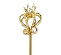 Baguette de Sceptre de Lotus de Style Couronne Royale en Strass en Forme de cœur, bâton de fée en Fil de cuivre, Accessoires de Mariage Princesse pour Déguisement De Magicien d'halloween(Red,Diamond)