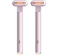 Baguette de thérapie à la lumière rouge for le visage et le cou avec fonction masseur et chaleur, outil de raffermissement de la peau for la réduction des rides(Pink(2Pcs))