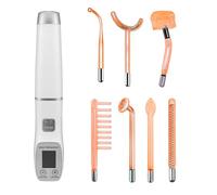 Baguette d'électrothérapie à haute fréquence avec écran Equipement de beauté à domicile Peigne à ozone pour soins de la peau ETSC806 (poignée numérique blanche 7 orange)