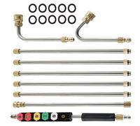Bagúette d'Extension Laveuse Pression - Connexion Rapide 1/4 Pouce | 8 Tiges, 6 Buses, 4000 PSI, Perche Nettoyage Gouttière | Acier Inoxydable, pour Toiture
